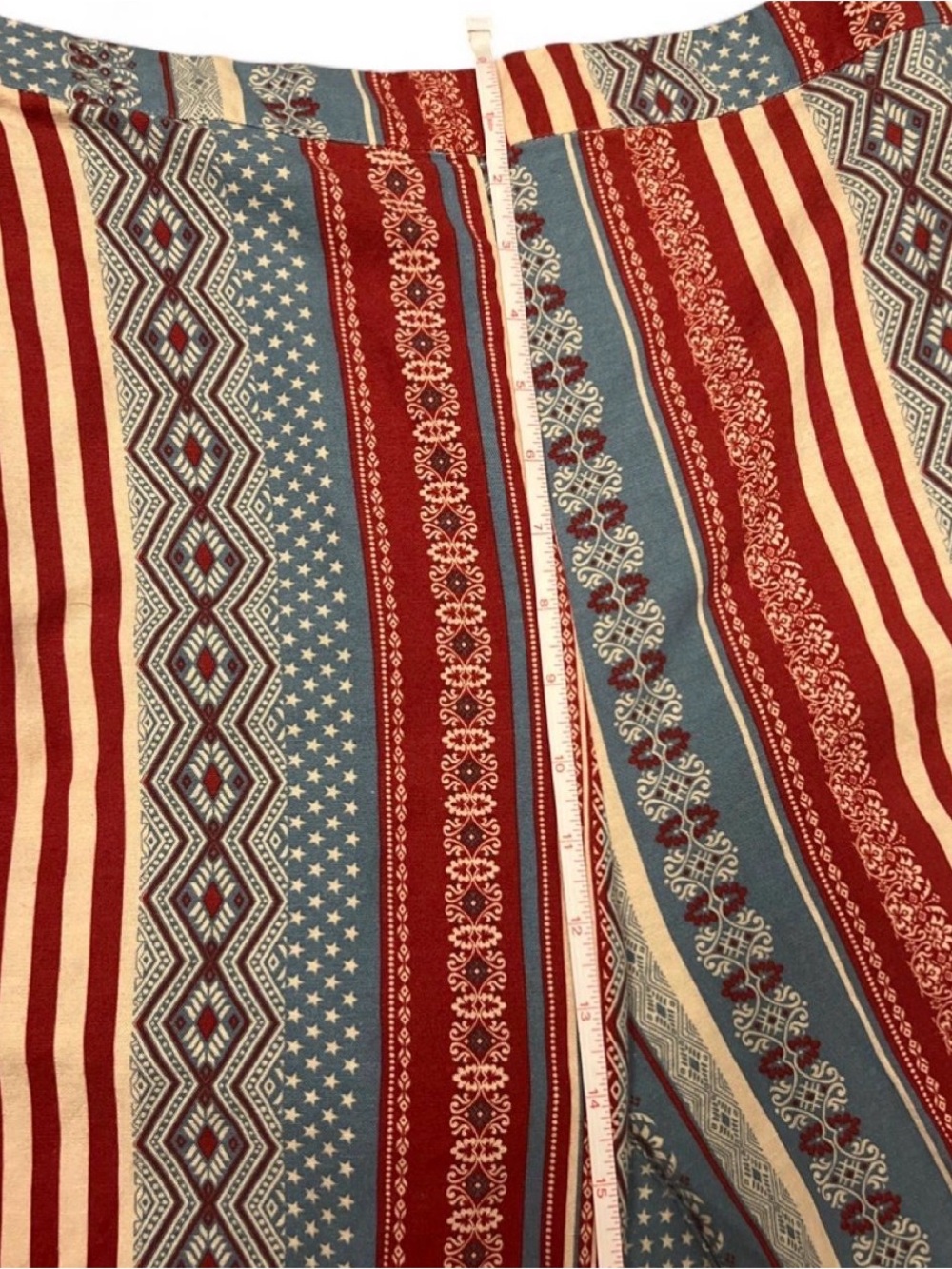 VENUS Striped Boho Wide-Leg Pants Geometric Patterned Multicolor Women’s Sz L - Picture 7 of 7